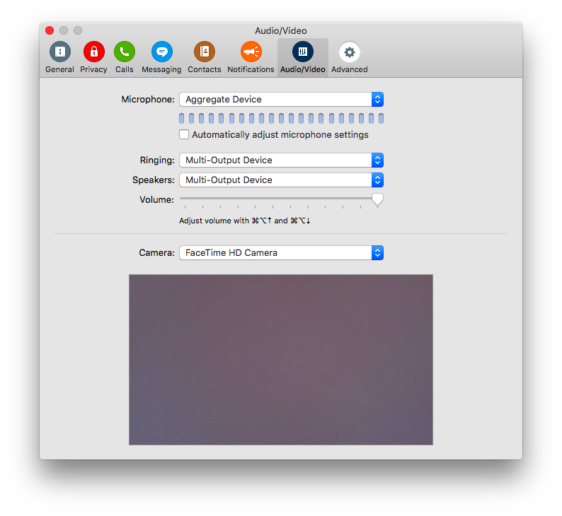 skype for mac settings