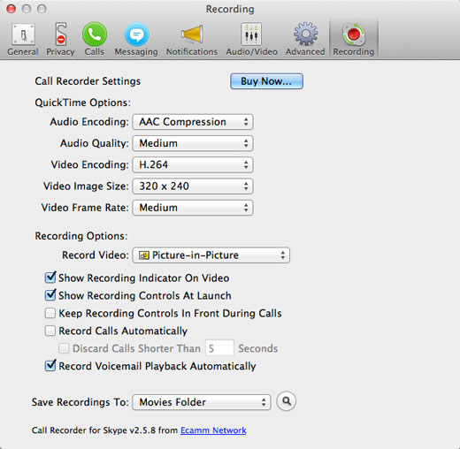 skype for mac settings